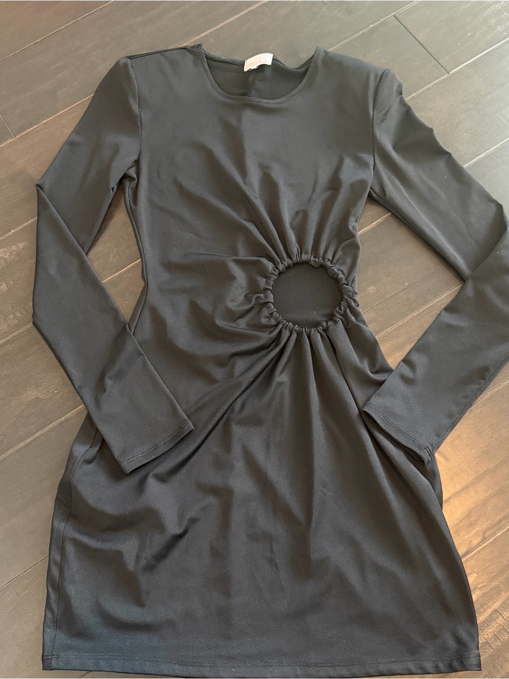 Long Sleeve Black ring Cutout Mini Dress